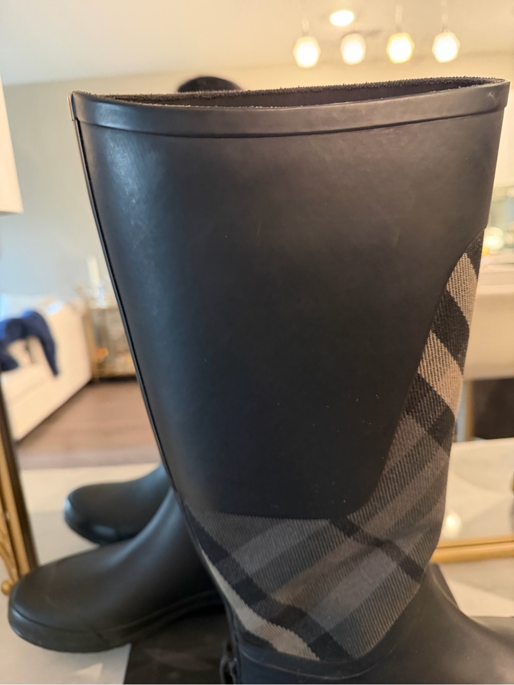 Authentic Burberry Tall Clemence Nova Check Rain boots size eu 41 us 10 - Picture 8 of 13